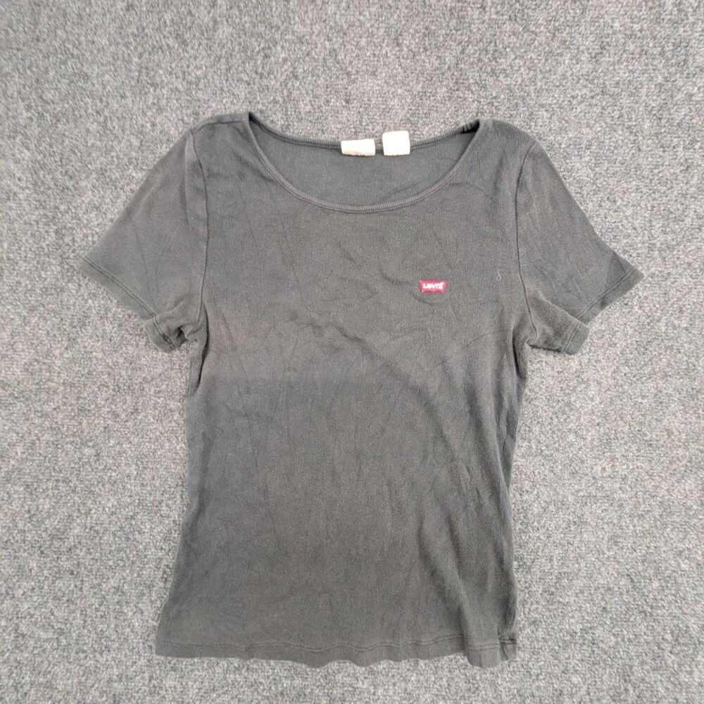 Levi's T Shirt Womens M Grey Essential Short Sleeve Crew Neck Red Logo Tee